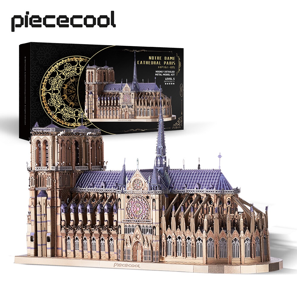 PIECECOOL Bộ Đồ Chơi Lắp Ráp Mô Hình Nhà Thờ Notre Dame De Paris 3D Bằng Kim Loại