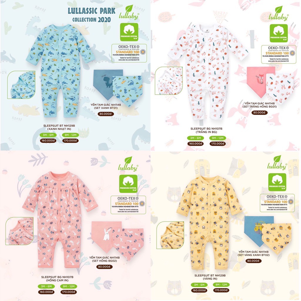 [FAFRINW04 giảm tối đa 30k]Body sleep suit họa tiết Lullaby cho bé