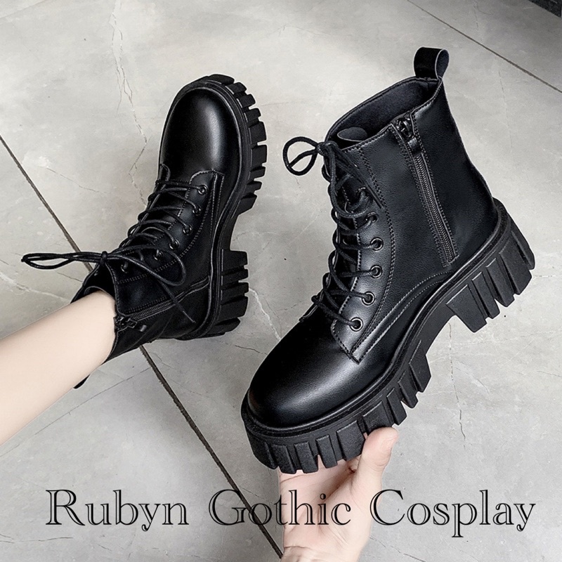 [CÓ SẴN+NÊN LÙI 1 SIZE]  Giày Boots Chiến Binh Khoá Kéo Đế Răng Cưa Mẫu Mới Nhất ( Trắng, Đen size từ 35 - 40 )