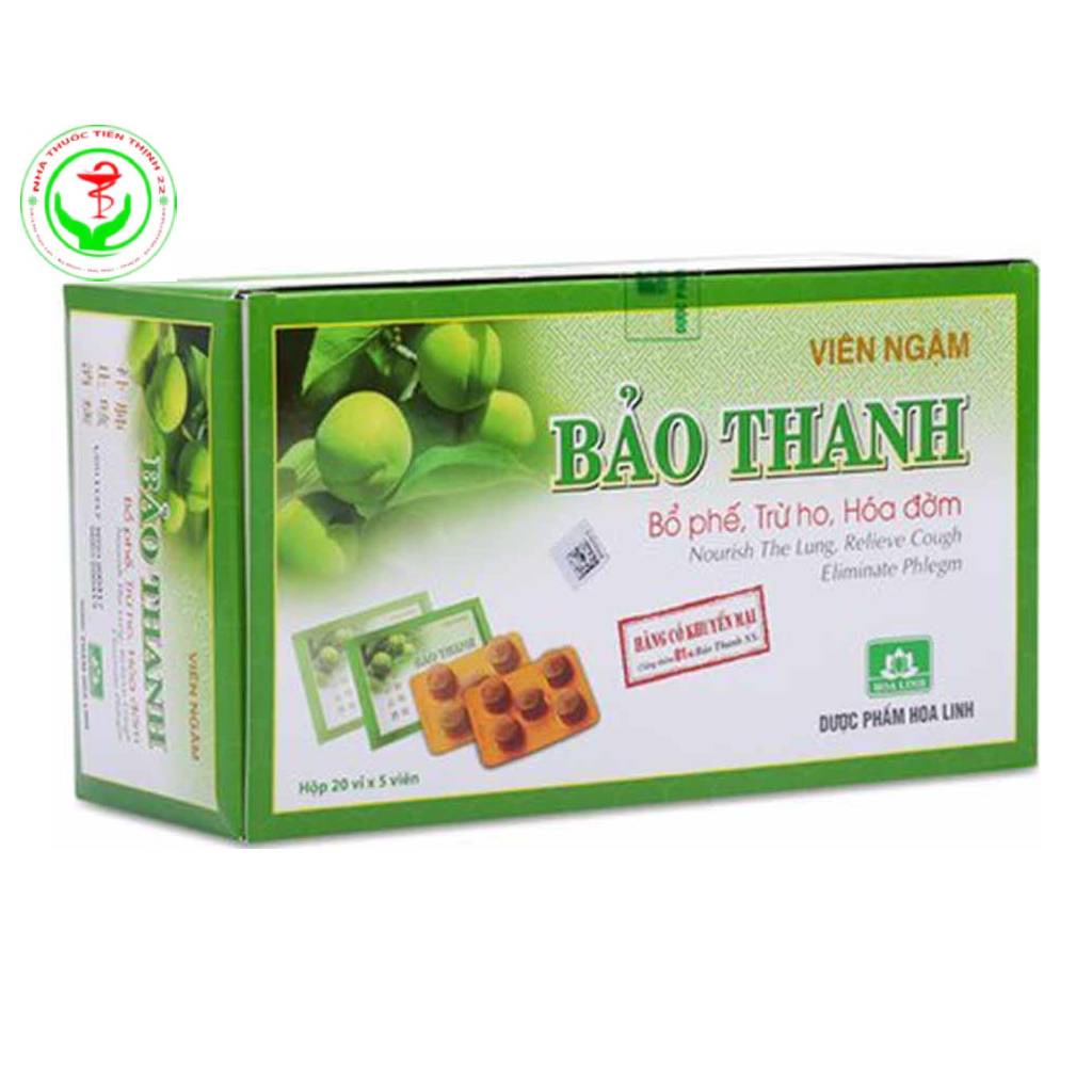 Viên ngâm Bảo Thanh bổ phế Trừ ho Hóa đàm hộp 20 vĩ, vĩ 5 viên