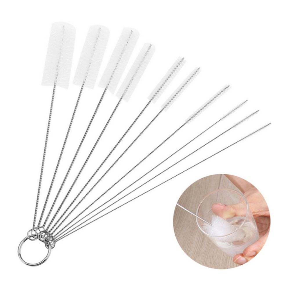 Set 10 cọ vệ sinh ống hút bằng thép không gỉ tiện dụng