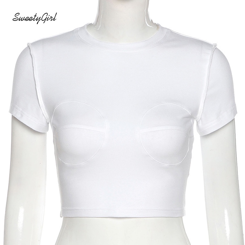 Áo Croptop Tay Ngắn Cổ Tròn Màu Trơn Thời Trang Dành Cho Nữ