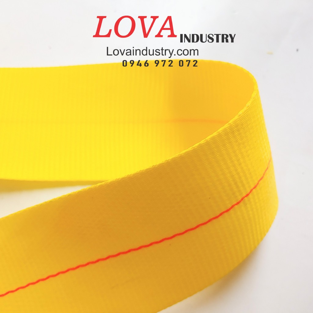 Dây đai polyester cường lực bản 10cm màu vàng, dây đai buộc siết hàng bản lớn, dây bẹ may bao jumbo bản lớn