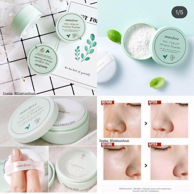 [chính hãng] phấn phủ dạng bột phấn bột kiểm soát dầu innisfree