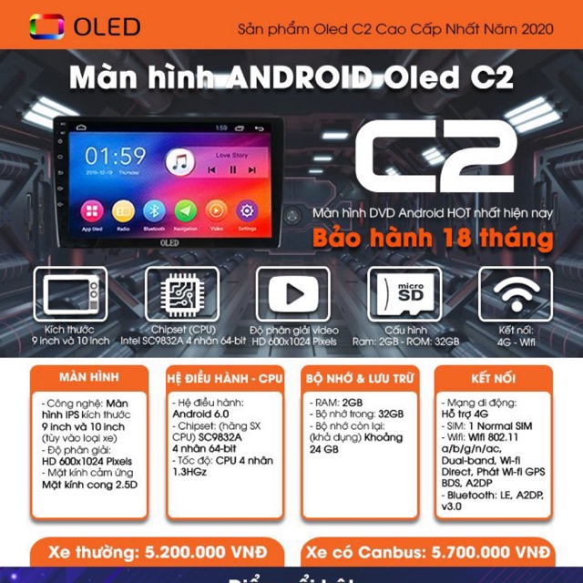 Oled C2 - Màn hình android Bắc Giang