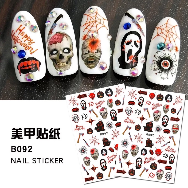 sticker halloween 3d dán móng tay nail