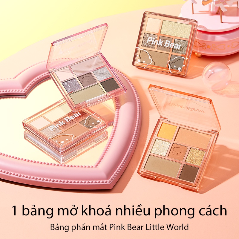 Bảng Phấn Mắt Pink Bear Little World 10g 7 Màu Lì Và Nhũ Làm Phấn Bắt Sáng | BigBuy360 - bigbuy360.vn