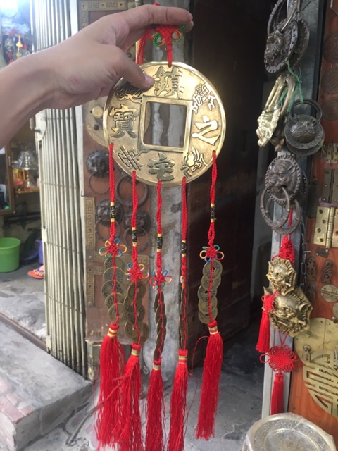 Đồng Xu Trấn Trạch / Chiêu Tài Cỡ Đại bằng đồng xâu dây tiền ngũ đế phong thủy tài lộc