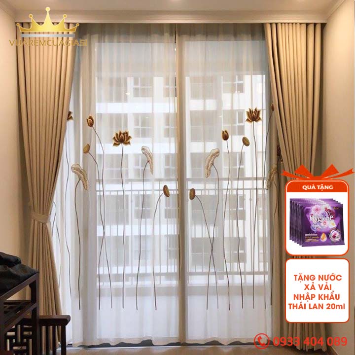 [Mã LIFEHLDEC giảm 10% đơn 99k] Rèm cửa sổ màu vàng kem, rèm cửa chính treo tường trang trí decor VIP12 Vuaremgiasi