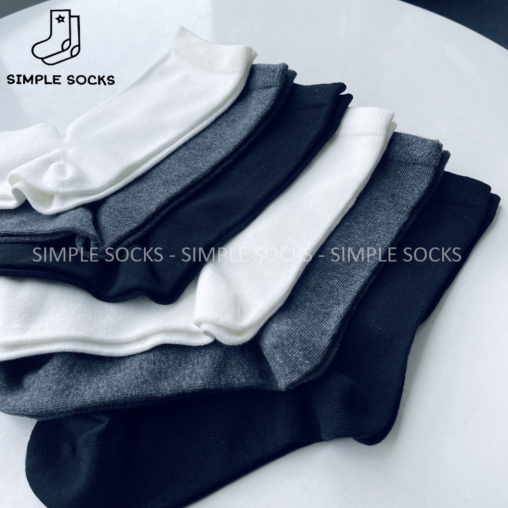 Tất Cổ Lửng 💖FREESHIP️💖 Cotton Right Angle Rib - Vớ Trơn Basic Xuất Nhật  Dày Dặn Thấm Hút Tốt