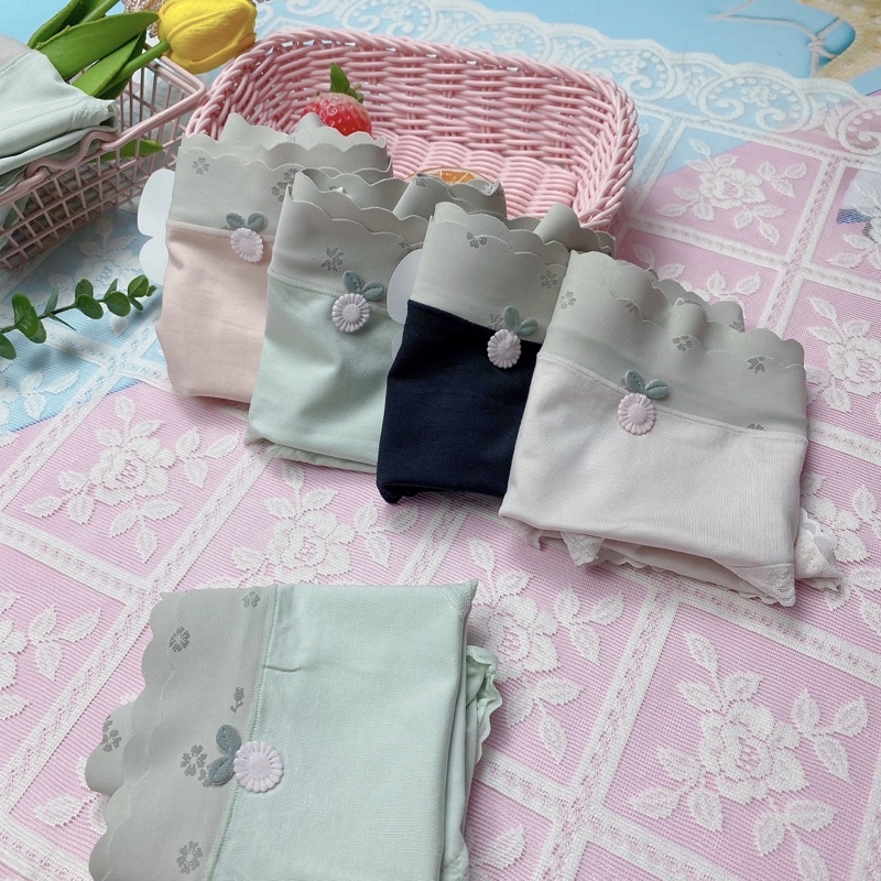 Quần lót cotton nữ cạp vừa mềm mại , co dãn kháng khuẩn thoáng mát tôn dáng đính nơ xinh
