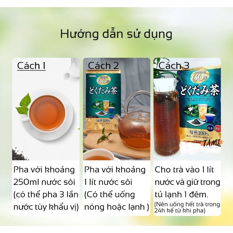 [Nhật Bản] Trà diếp cá Orihiro thanh nhiệt, giải độc, giảm táo bón, mụn nhọt và làm đẹp da gói 60 túi lọc