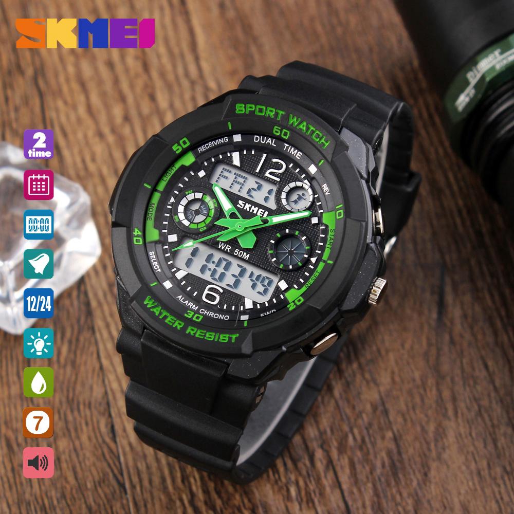 Skmei 1060 fashion sports men's electronic watch waterproof and shockproof dual display bell