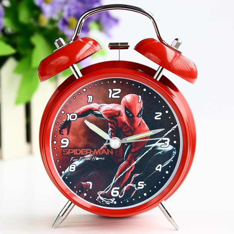 Đồng Hồ Báo Thức Bằng Kim Loại Hình Người Nhện Đơn Giản Sáng Tạo Cho Bé Trai