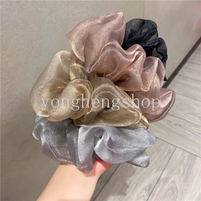 Dây Buộc Tóc Vải Tuyn Co Giãn Lấp Lánh Thời Trang Cho Nữ