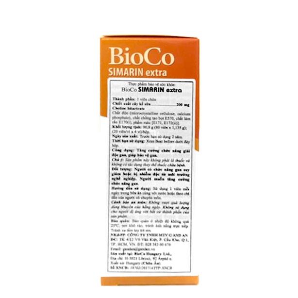 [HUNGARY] Giải độc gan, Hạ men gan BIOCO SIMARIN EXTRA (Hộp 80 viên)