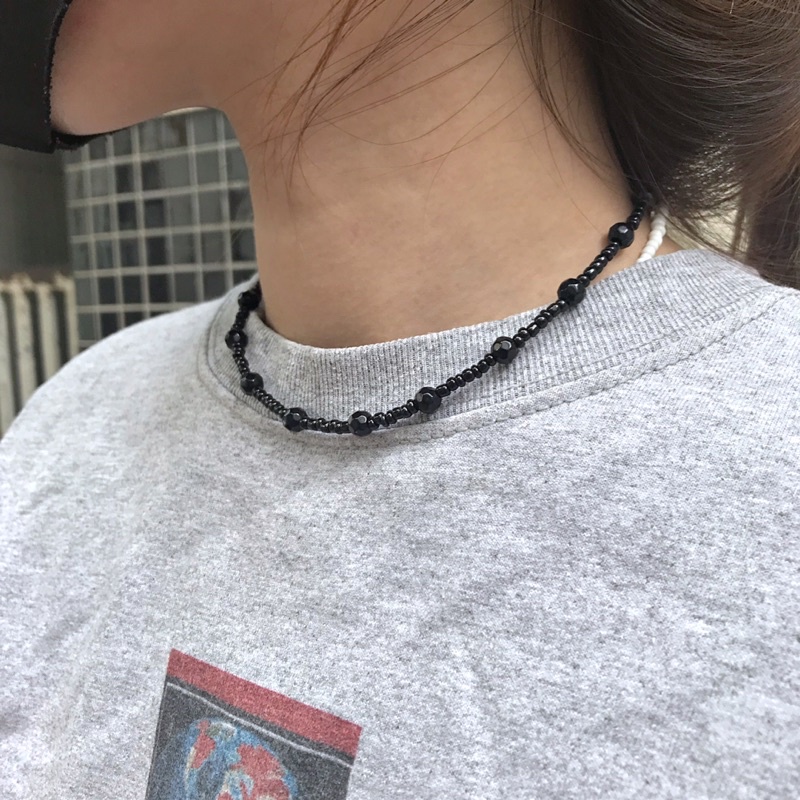 Vòng Cổ Hạt Cườm Trụ Đen Bền Màu Không Nứt Vỡ