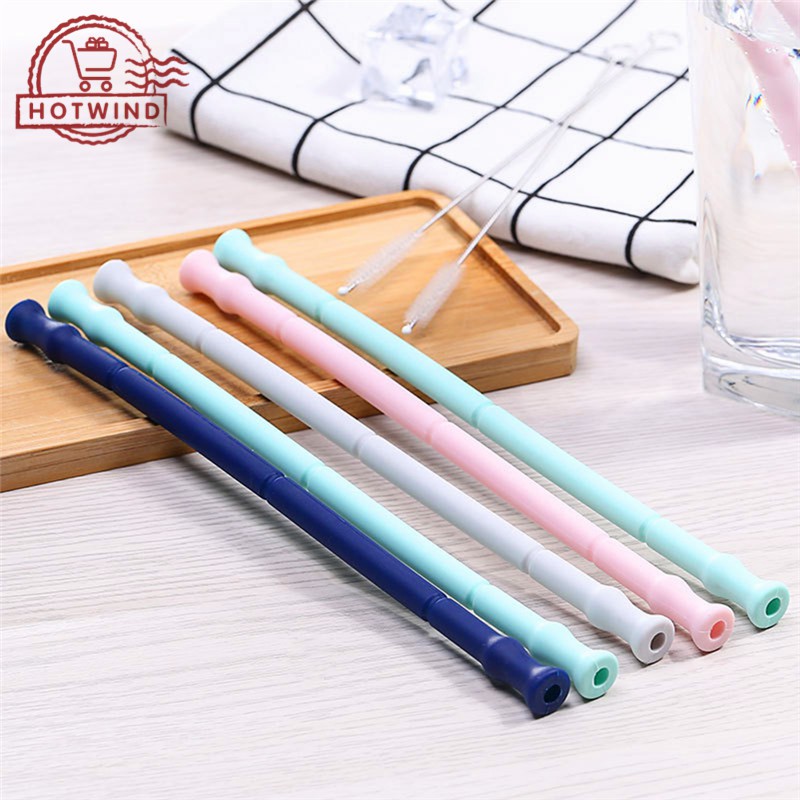Ống hút silicon gấp gọn kèm hộp đựng và cọ rửa tiện lợi