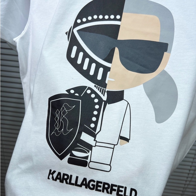 Áo thun tay lỡ KARL LAGERFELD Kỵ sĩ siêu thời trang, Áo Phông Unisex Nam Nữ