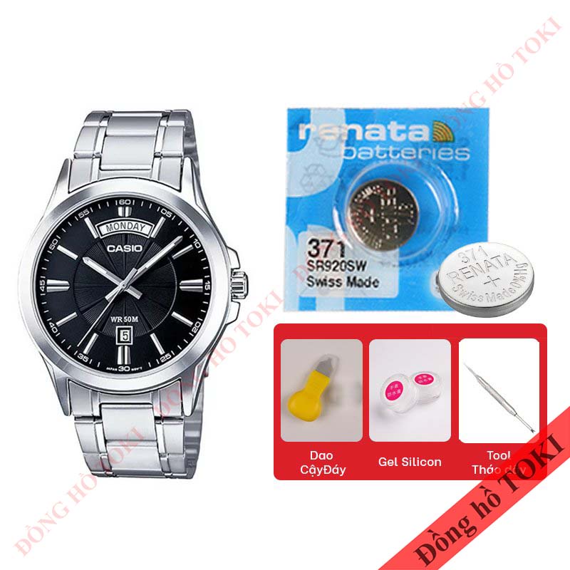 Pin thay đồng hồ đeo tay casio MTP-1381 dây da dây kim loại các màu