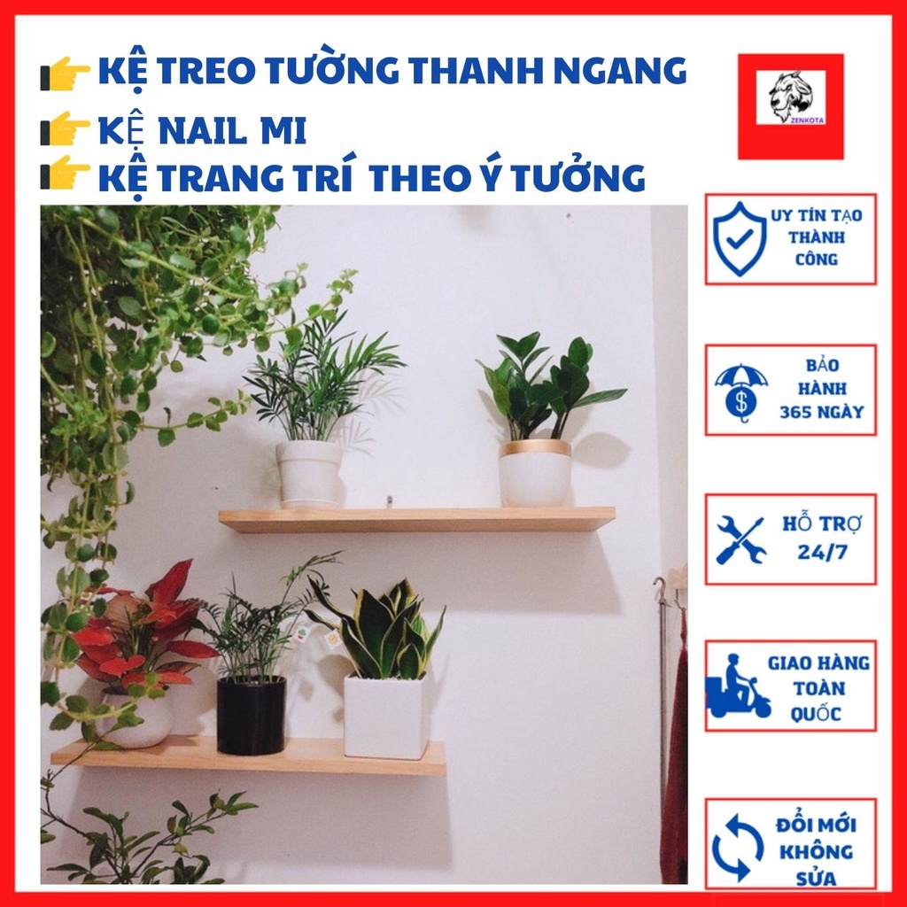 Kệ gỗ gắn tường, thanh ngang trang trí decor  giấu chân loại 1,dài 60 x 15cm. kèm phụ kiện GIÁ XƯỞNG