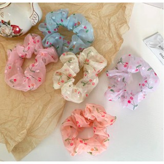 CỘT TÓC SCRUNCHIES  Co Dãn Hình Quả Cherry Xinh Xắn Cho Nữ