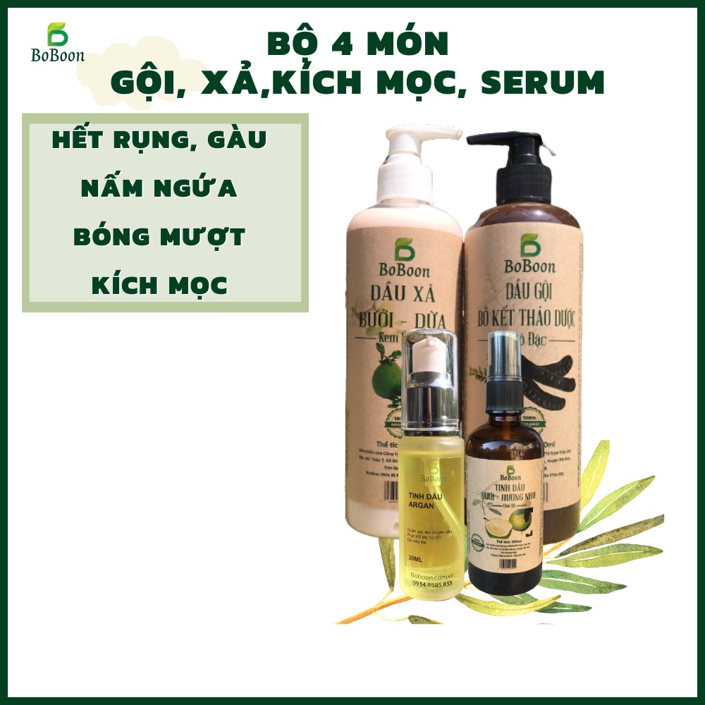 Combo dầu gội bồ kết 🥥dầu xả bưởi dừa, xịt bưởi, serum dưỡng tóc chuyên sâu phục hồi mọi hư tổn,mọc tóc,ngăn runng tóc