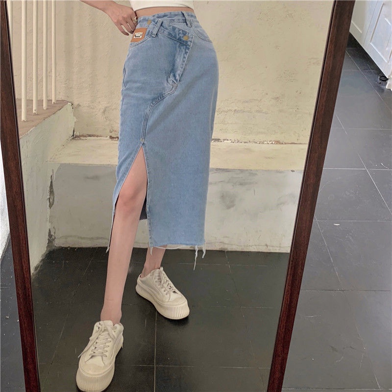 Váy denim dáng rộng lưng cao thời trang mùa xuân mới 2022 dành cho nữ