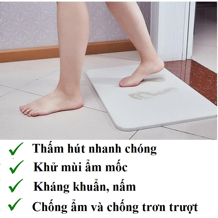 Thảm Lau Chân, Thảm Phòng Tắm - Đặt Chân Lên Là Khô Ngay - Thảm Đá Siêu Thấm Nước Công Nghệ Nhật Bản