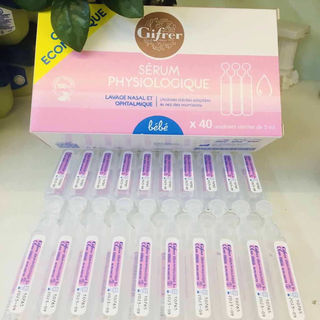 Nước muối sinh lý Fysoline Pháp - Giúp vệ sinh mắt mũi miệng cho bé 40 ống