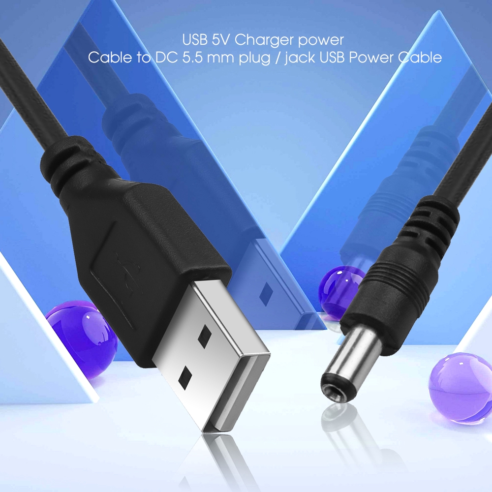 70cm USB To DC 5V Charger Power Cable 5.5 Mm Plug Jack Adapter