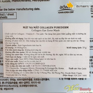 Mặt Nạ Mắt Collagen Purederm [30 Miếng/Gói 25g] [Hàn Quốc]
