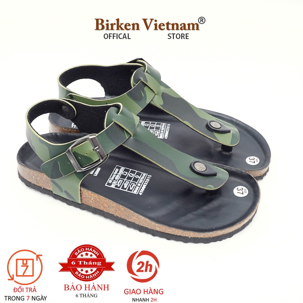 [ New Style ] Mã R10 Sandal ĐẾ TRẤU Da PU Camo Rằn Quai Tách Ngón Unisex Birken Vietnam Bioline