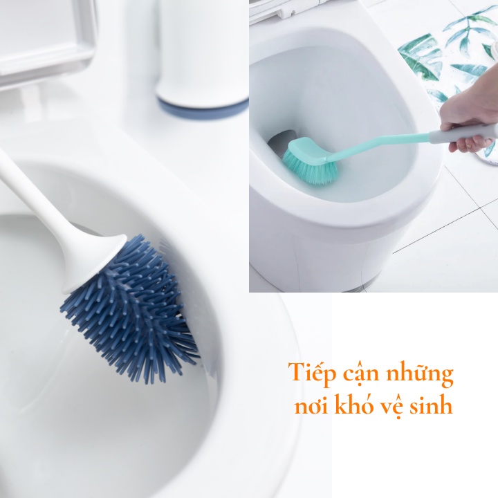 Cọ bồn cầu toilet silicon thông minh kiểu mới Inochi Kirei Nhật Bản, chà nhà vệ sinh, có hộp kháng khuẩn Vapu HCM