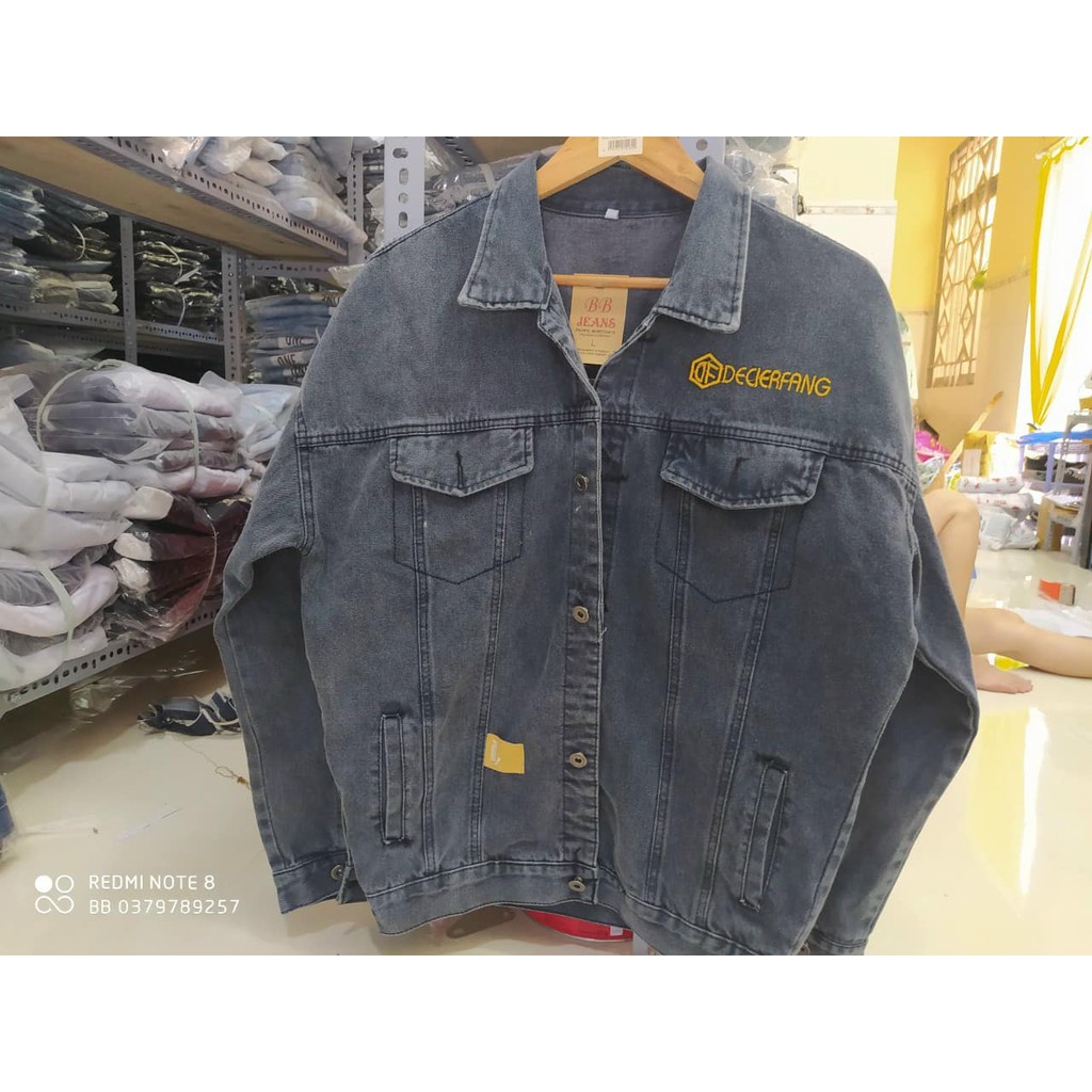 Áo khoác Jeans thêu chữ form rộng UNISEX hàng chuẩn shop áo khoác vn