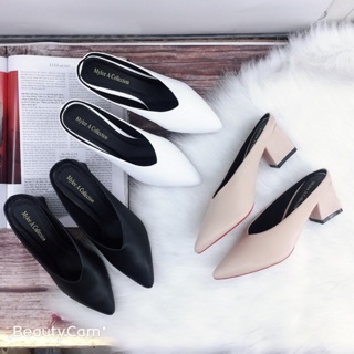 Giày sục nữ [GIÁ SỈ -FREESHIP] sục cao gót, hở gót cao 5cm da mềm, cho nàng công sở thoải mái