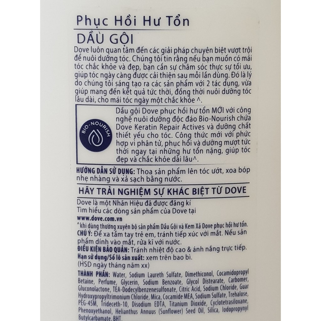 Dầu Gội Dove Phục Hồi Hư Tổn 900g