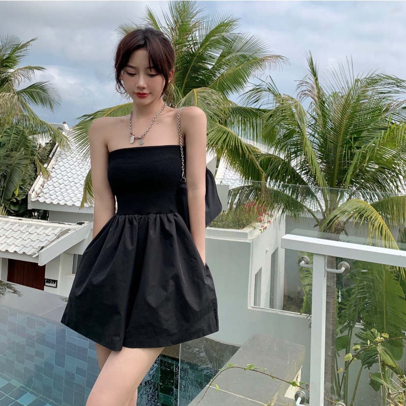 Áo liền quần QADCOL dáng chữ A lưng cao ống rộng thời trang cho nữ