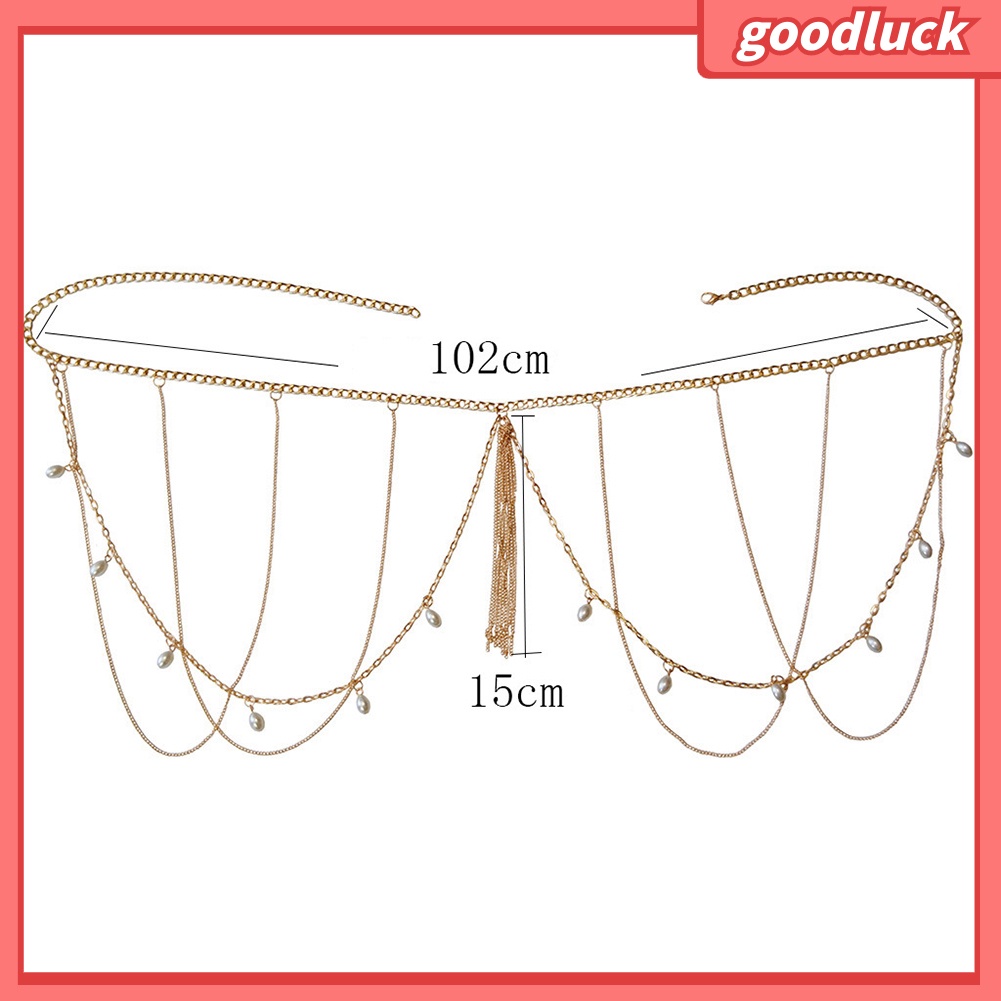 Thắt Lưng Dây Xích Nhiều Lớp Đính Ngọc Trai Giả Gợi Cảm Cho Nữ