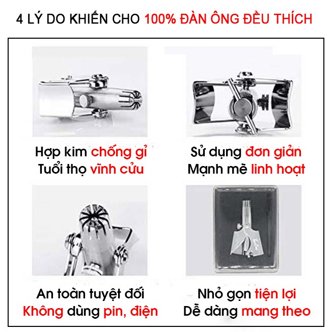 Máy tỉa lông mũi mini, Dụng cụ tỉa lông mũi cầm tay nhỏ gọn tiện lợi hoạt động cơ không cần điện sử dụng trọn đời