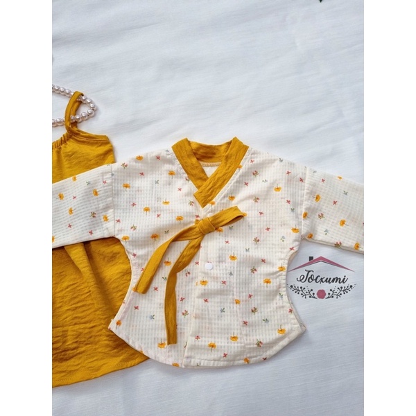 [THIẾT KẾ] SET VÁY HANBOK HÀN QUỐC VÀNG [CLIP ẢNH THẬT]