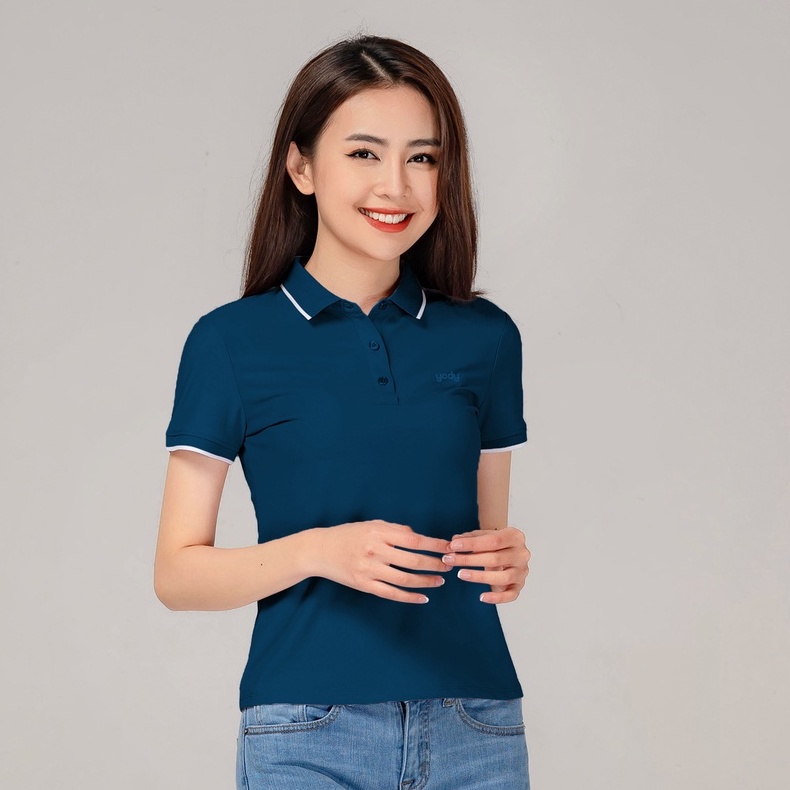 Áo polo YODY nữ có viền tay viền cổ phông vải cotton mềm mịn thoáng mát APN5398