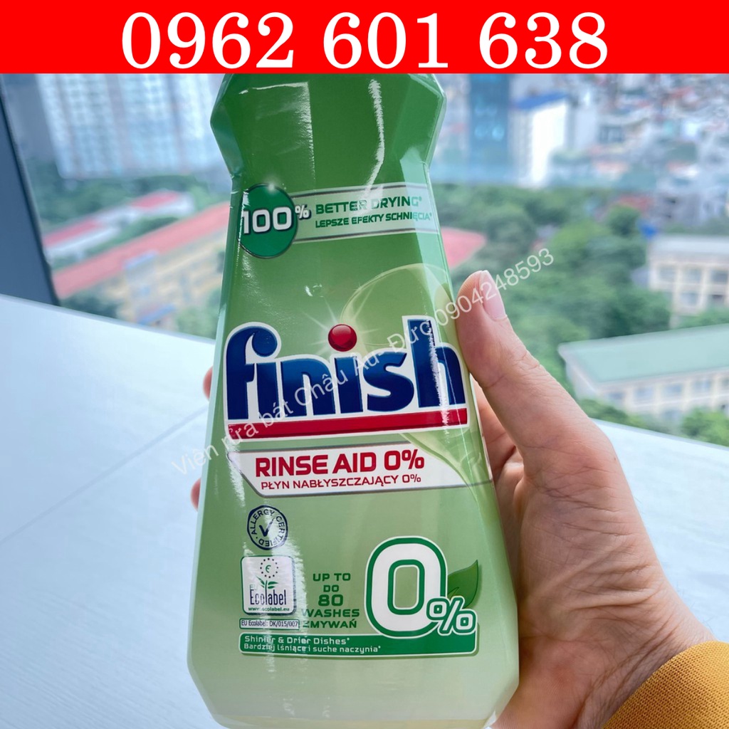 Nước trợ xả  Finish Eco 0% Nhập khẩu Đức, Nước làm bóng hữu cơ eco 400ml