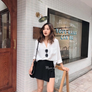 Set áo sơ mi kèm quần giả váy dành cho nữ
