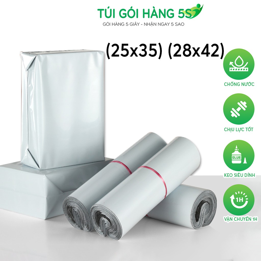 Túi Gói Hàng, Túi Đóng Hàng Niêm Phong 5S Size Trung Bình Đóng Gói Quần Áo, Đồ Bộ Cuộn 100 Túi