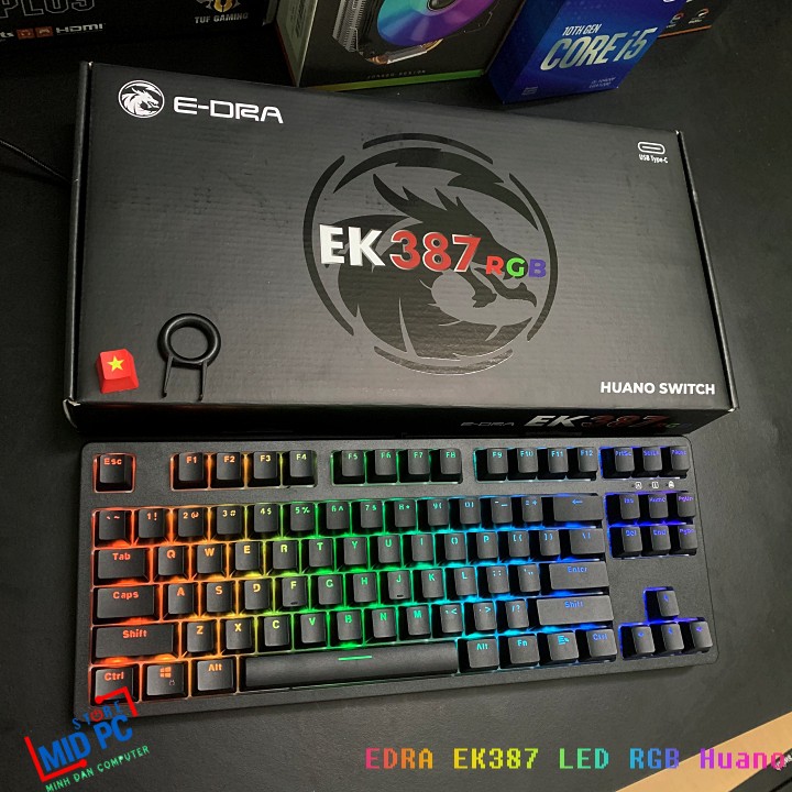Bàn phím cơ Gaming E-Dra EK387 RGB Huano Switch bản new 2021 BH 24 Tháng