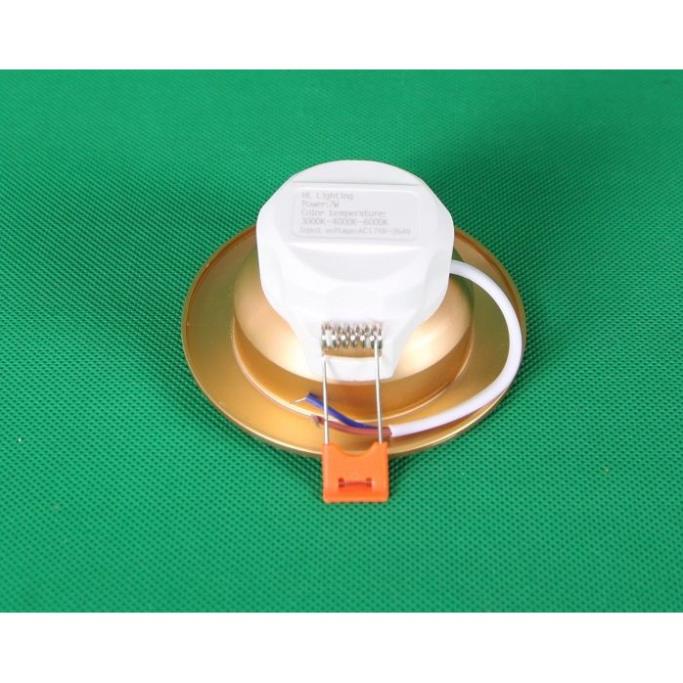 Bộ 20 Đèn Led âm trần đổi màu 5w vỏ vàng, đèn trang trí giá rẻ