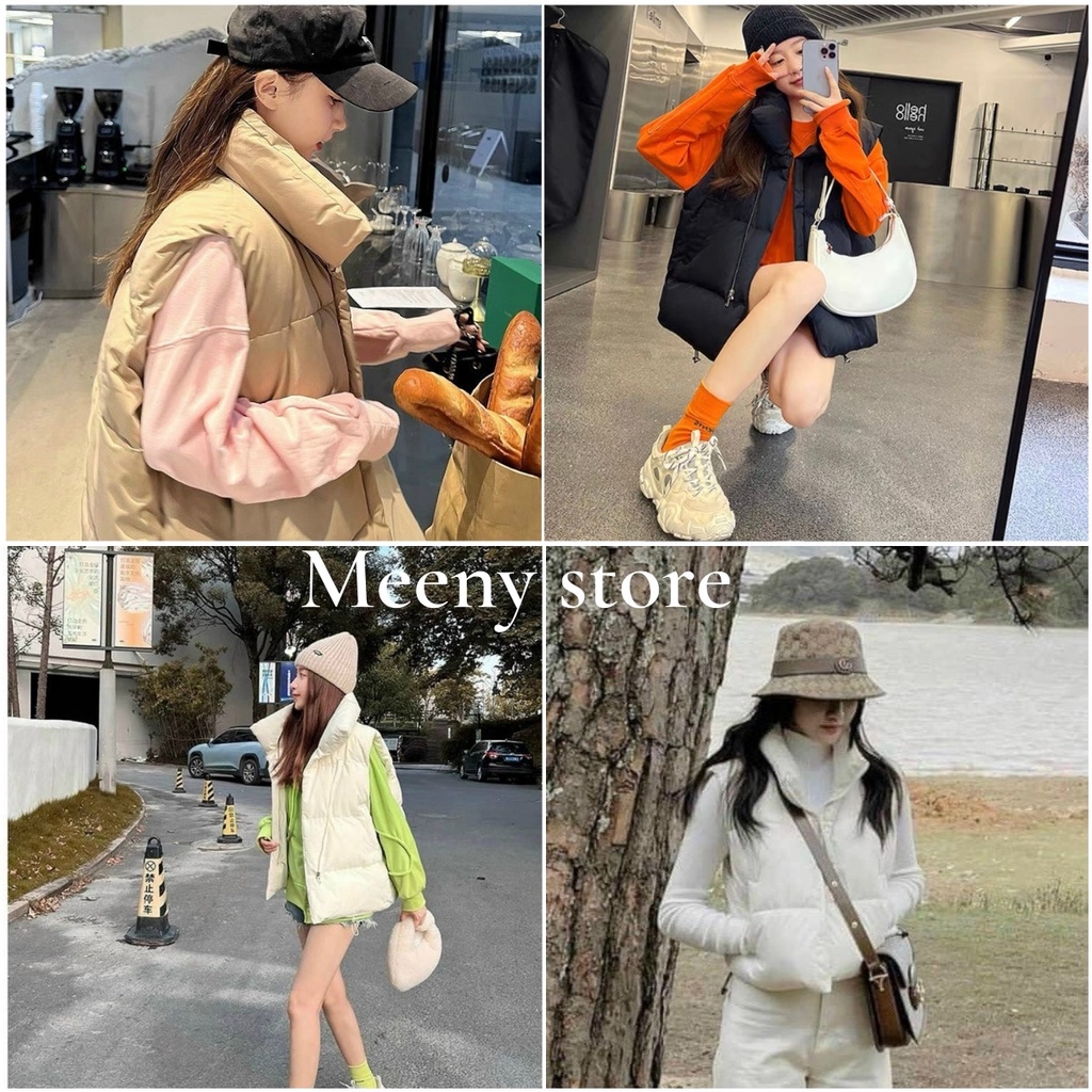 Áo Phao Gile Dáng Rộng Nữ Meeny- Khoác Sát Nách Phong Cách Hàn Quốc Dễ Phối Đồ Ullzang Cá Tính