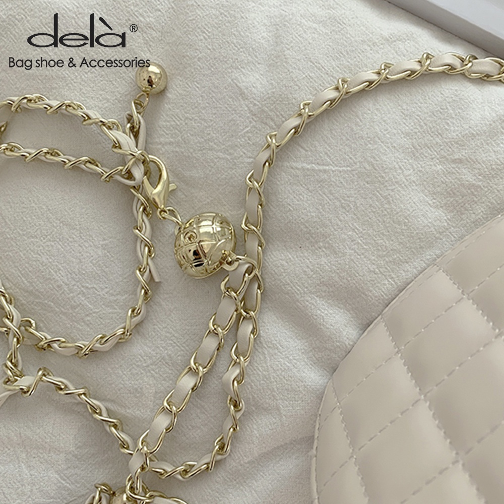 Dela Túi Đeo Vai Hình Trái Tim Phối Dây Xích Thiết Kế Mới Cho Nữ