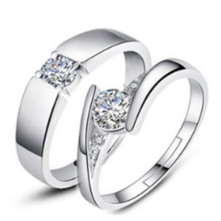 E007 Nhẫn cưới kim cương Cặp đôi Nhẫn Kích thước miễn phí Nhẫn thời trang Mạ bạc Phụ kiện ngày Valentine Quà tặng